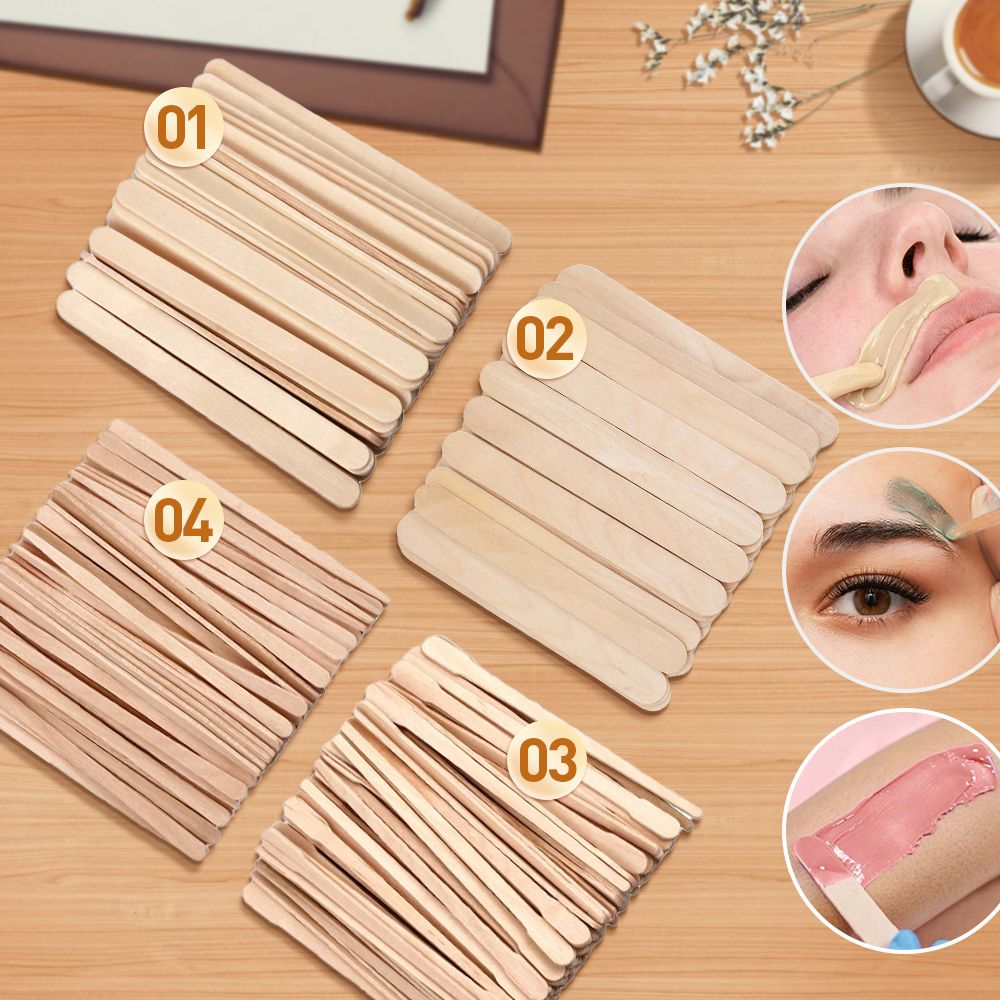Hair Wax Stick - 500/200/100Pcs 나무 제모 스틱 페이스 왁스