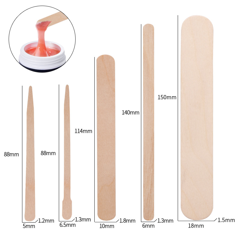 Hair Wax Stick - 100개 일회용 왁싱 나무 혀 압자